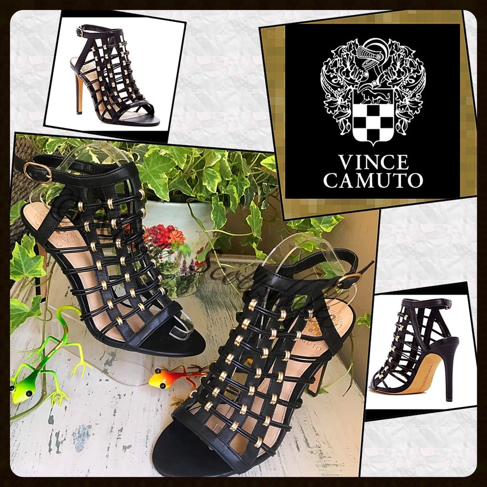 VINCE CAMUTO Caged Beaded Strappy Heels